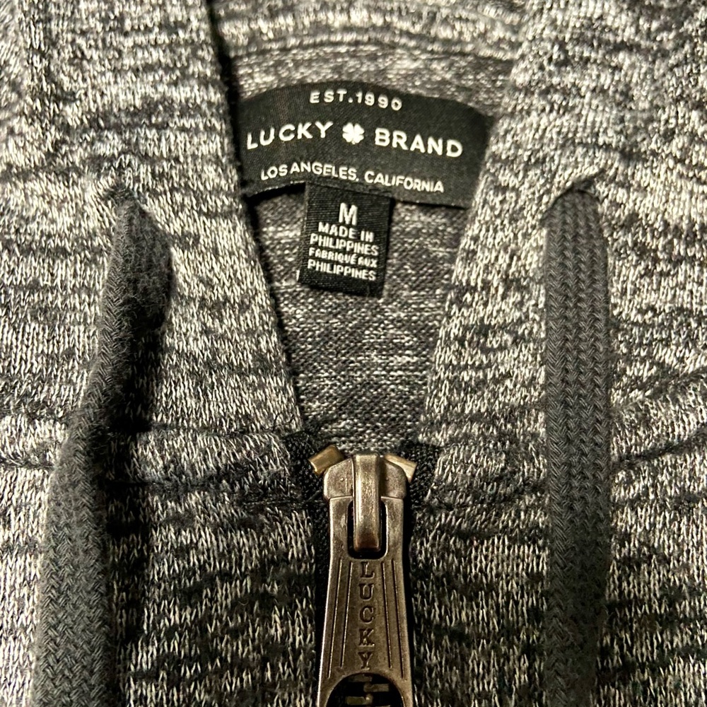 Lucky Brand Grey and Black Marl Zip Up Hoodie